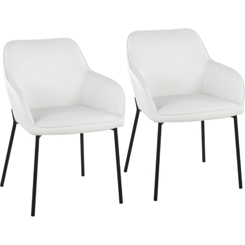 Daniella Dining Chair in White Leatherette & Black Steel (Set of 2)